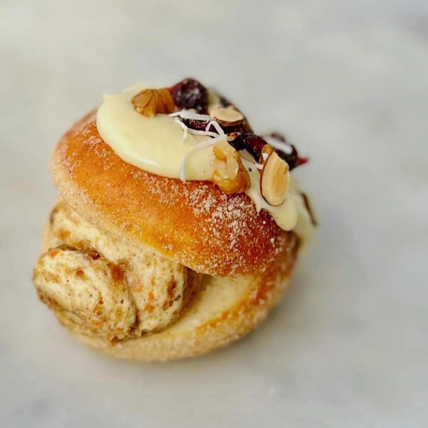 A small sweet treat topped with almonds and sugar at the Dough Bakery in Upper Hutt.