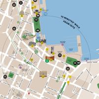 Illustrated city map of Wellington city centre.