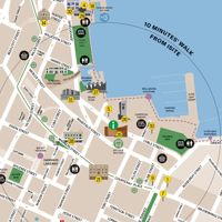 Illustrated city map of Wellington city centre.