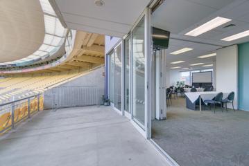 Level 2 Aotea & Pipitea Lounges looking over the stands onto the field.