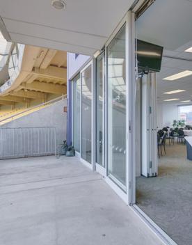 Level 2 Aotea & Pipitea Lounges looking over the stands onto the field.