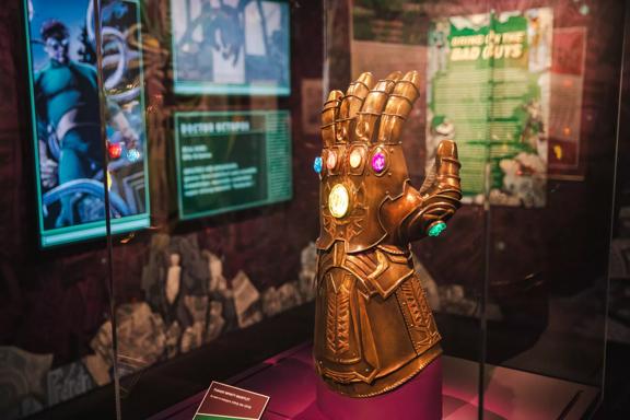 The Infinity Gauntlet on display at Marvel Earth's Mightiest Exhibition. 