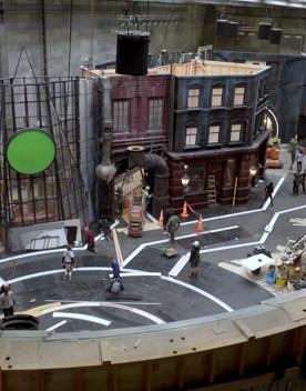 Inside a building set for Mortal Instruments, at Stone Street Studios.