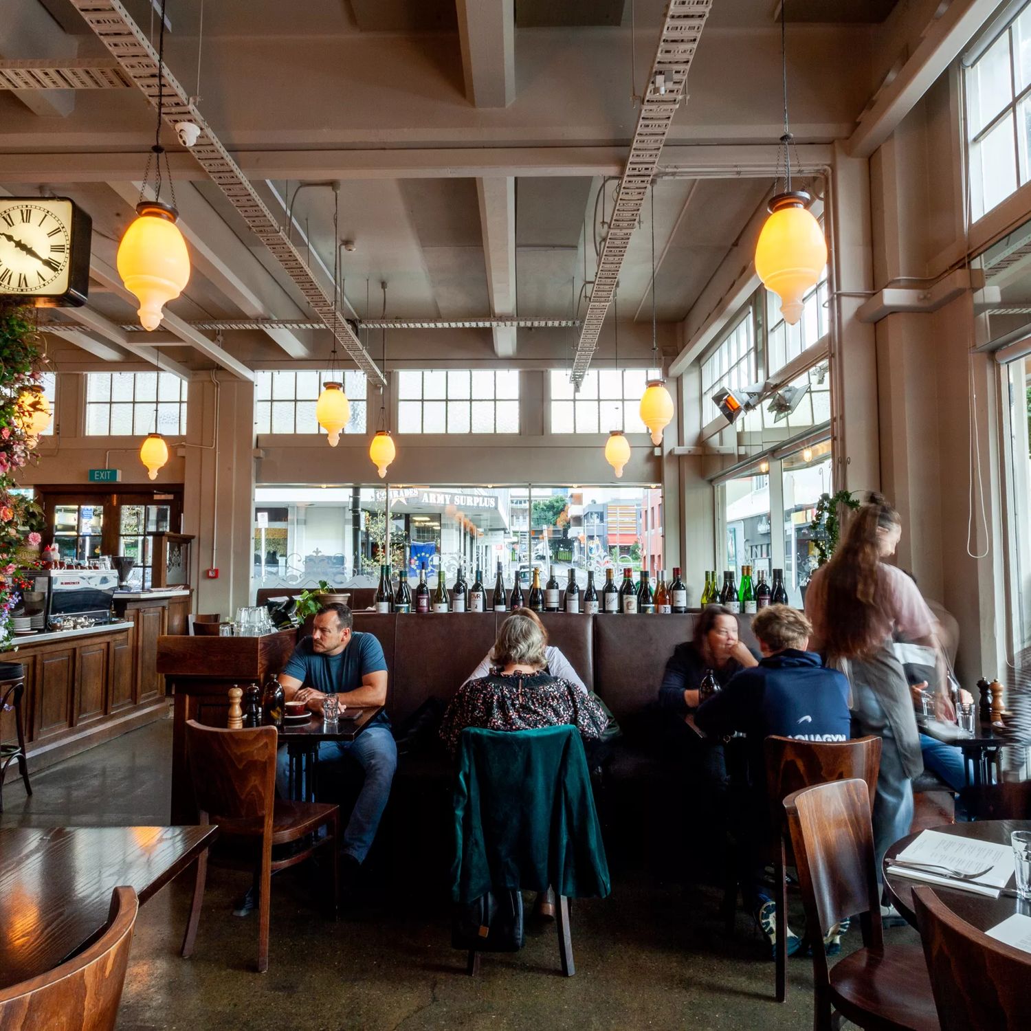 People dining inside Floriditas, a restaurant on Cuba Street in Te Aro Wellington.