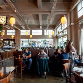 People dining inside Floriditas, a restaurant on Cuba Street in Te Aro Wellington.