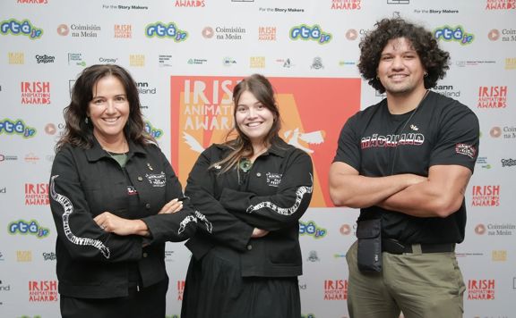 Three people at the Irish Animation Awards