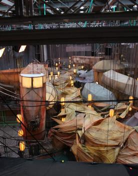 Inside a building set for Mortal Instruments, at Stone Street Studios.