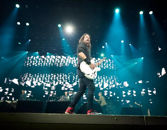 Lead singer and guitarist Dave Grohl on stage for the Foo Fighters in Gilford NH.