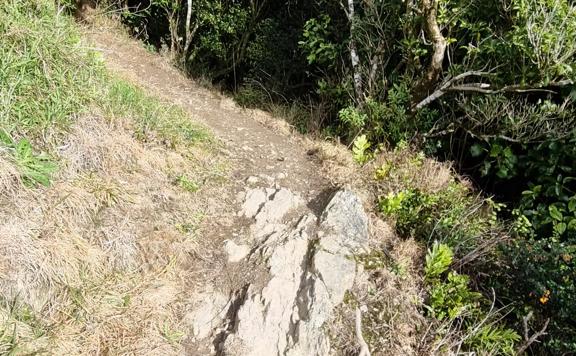 Steep, rocky gradient terrain on the Wrights Hill Lookout Loop Walk.
