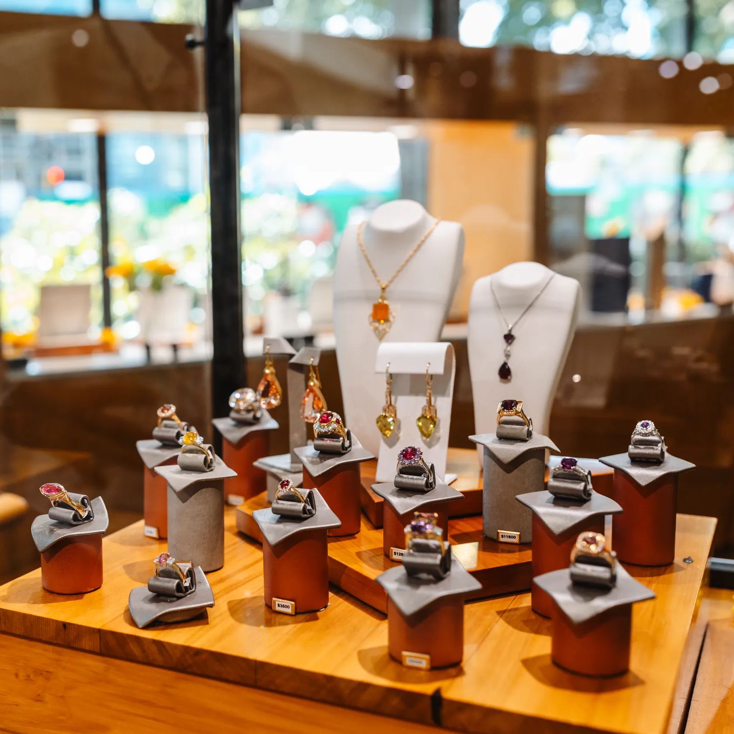 A range of jewellery on display at The Village Goldsmith in Wellington