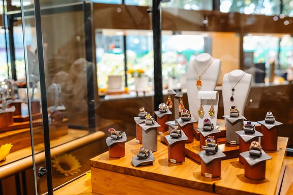 A range of jewellery on display at The Village Goldsmith in Wellington