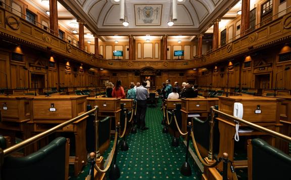 A Twilight tour going on inside the Chamber, Parliament.