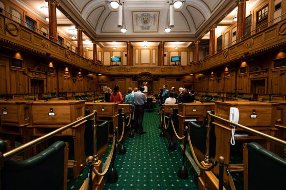 A Twilight tour going on inside the Chamber, Parliament.