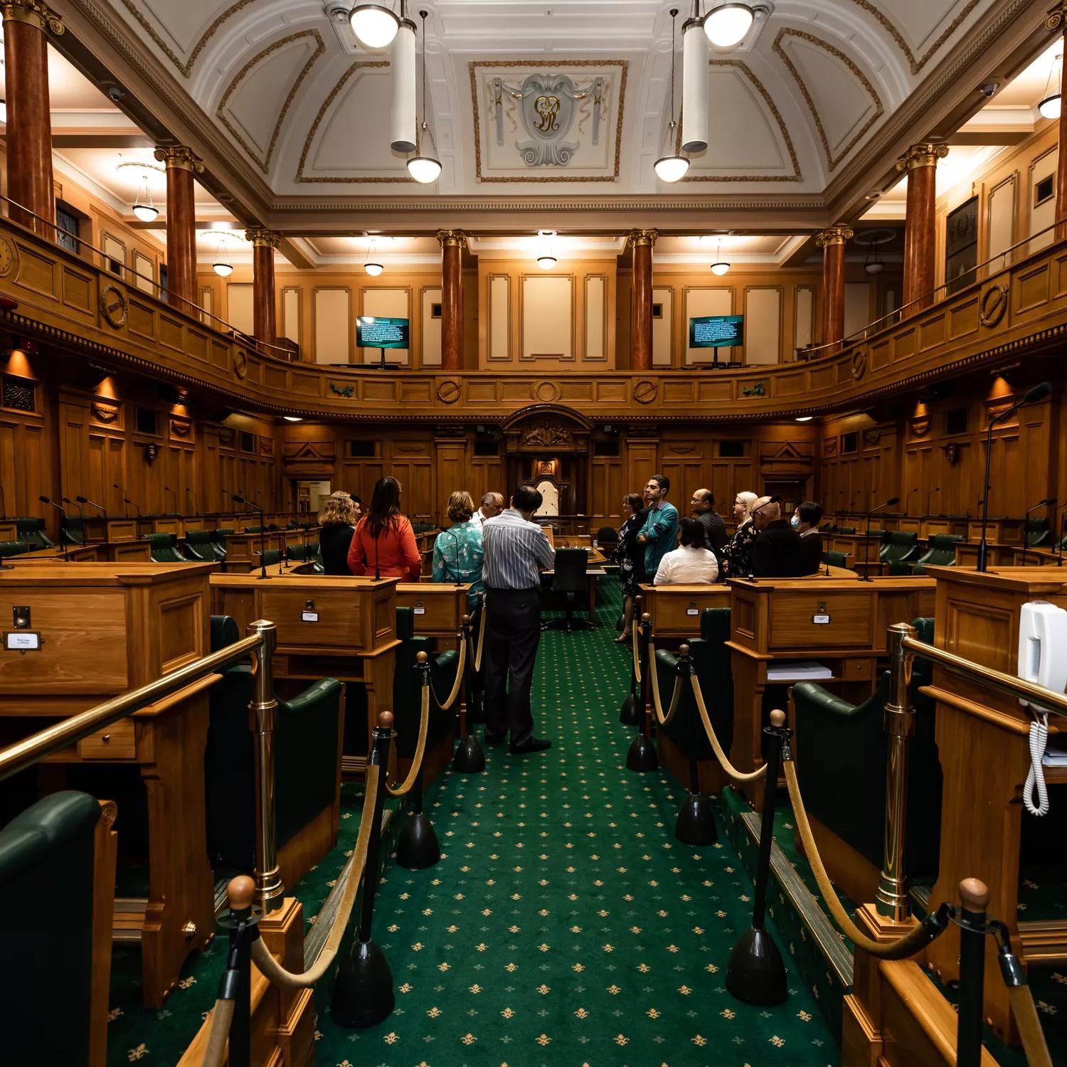 A Twilight tour going on inside the Chamber, Parliament.