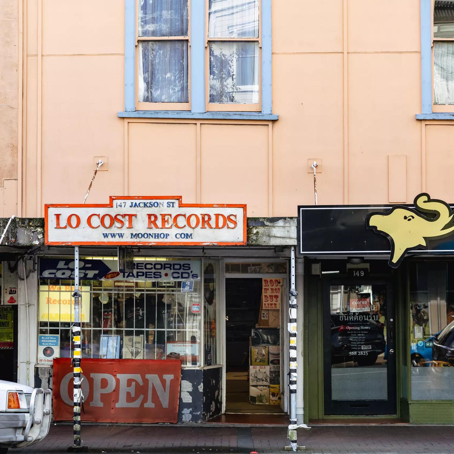 Exterior view of Lo-Cost Records/Moonhop in Petone.