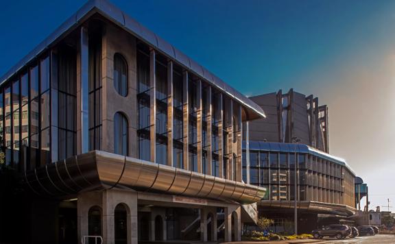 The exterior of Michael Fowler Centre.