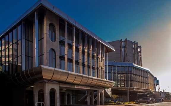 The exterior of Michael Fowler Centre.