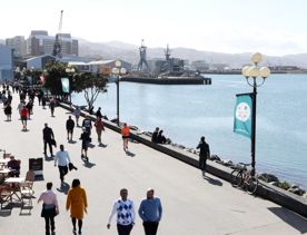 Wellington Waterfront on a sunny day.