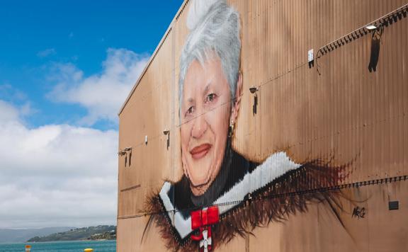 The mural of June Jackson by Graham Hoete (Mr G) on Wellington's waterfront.