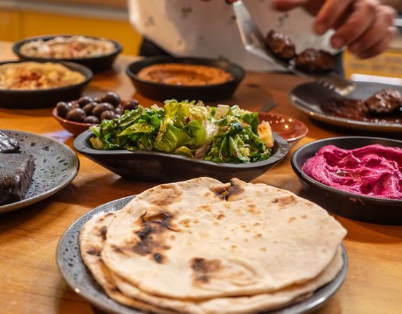 Close up of dishes served at Damascus.