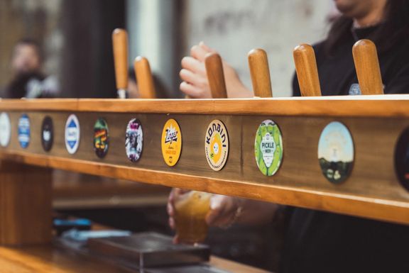 Beer handles at Garage Project Leeds Street