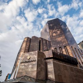 Exterior view of the InterContinental Hotel on the corner of Grey Street and Customhouse Quay.