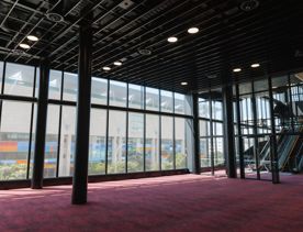 The screen location of Tākina, the large convention centre with unique designs and large open industrial feeling spaces.