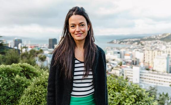 Missy Molloy at Victoria University of Wellington in Kelburn overlooking Wellington city.
