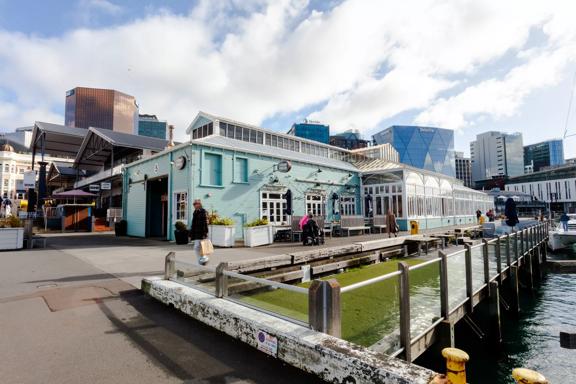 The exterior of Crab Shack, a popular seafood restaurant on Wellington's waterfront.