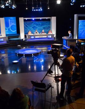 Inside studio 8 at Avalon Studios, where a game show is being filmed.
