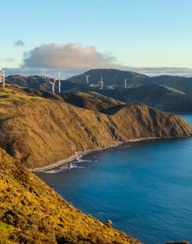 The screen location of West Wind Farm and Mākara Bunker at sunset, with 360 views of Wellington and the wind farm, as well as the historic fort Opau.