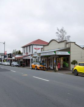 The screen location of Greytown, a historic small town featuring Victorian buildings,  stables, colonial cottages, and rural landscapes surrounding.