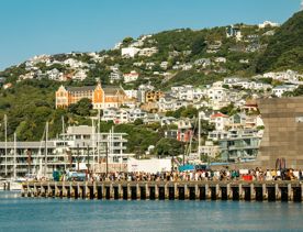 Looking over the Harbour at the thousnads of poeple walking along the waterfront from Jim Beam Home grown 2023.
