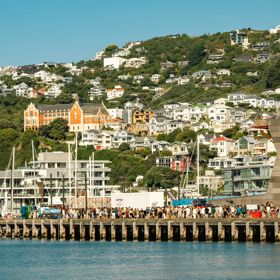 Looking over the Harbour at the thousnads of poeple walking along the waterfront from Jim Beam Home grown 2023.