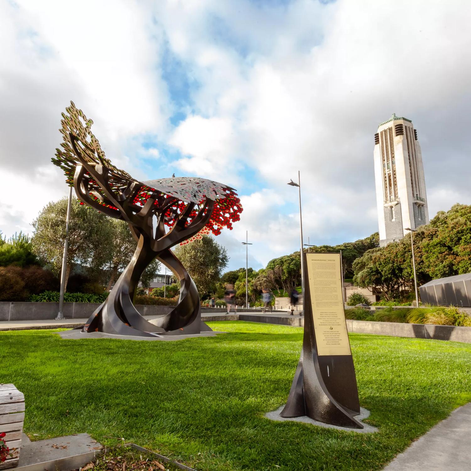 The monument at Pukeahu National War Memorial Park is located in, Te Aro, Wellington.