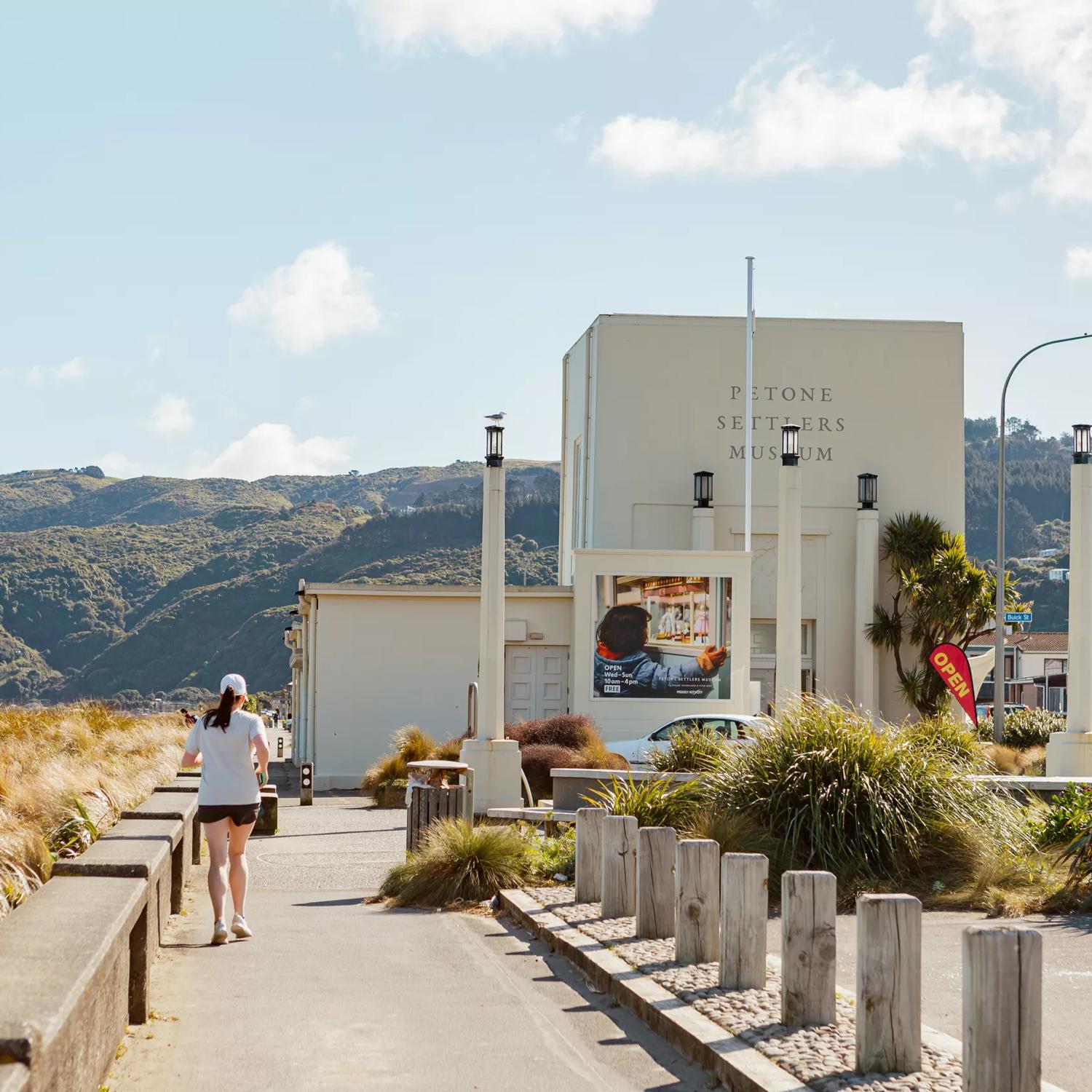 The exterior of the Petone Settlers Museum, a museum located in the Wellington Provincial Centennial Memorial, a historic building in Petone, Lower Hutt, New Zealand.