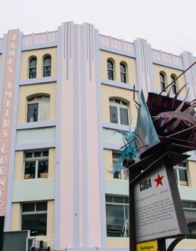 The James Smiths Corner building on Manners Street and Cuba Street.