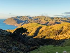 The screen location of West Wind Farm and Mākara Bunker at sunset, with 360 views of Wellington and the wind farm, as well as the historic fort Opau.