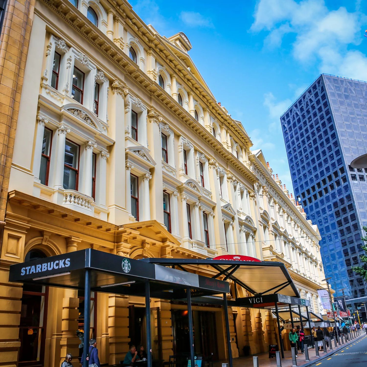 Exterior facade of The Old Bank Arcade