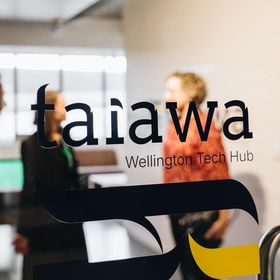 A photo of the Taiawa Tech Hub logo