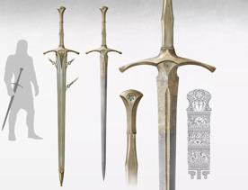 A design mockup of Rings of power Queens Sword, at Wētā Workshop.