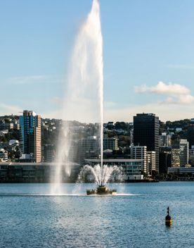 The Carter Memorial Fountain at Oriental Bay Beach.