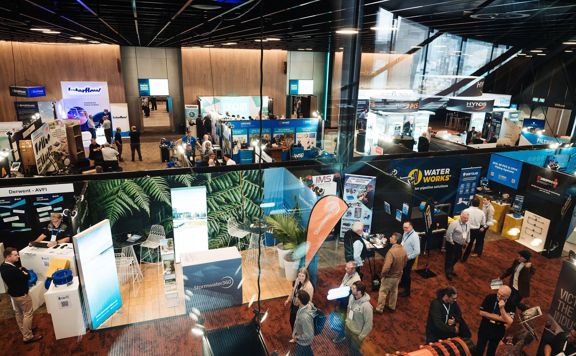 WaterNZ spread exhibition booths across 2 levels of Tākina for its conference.