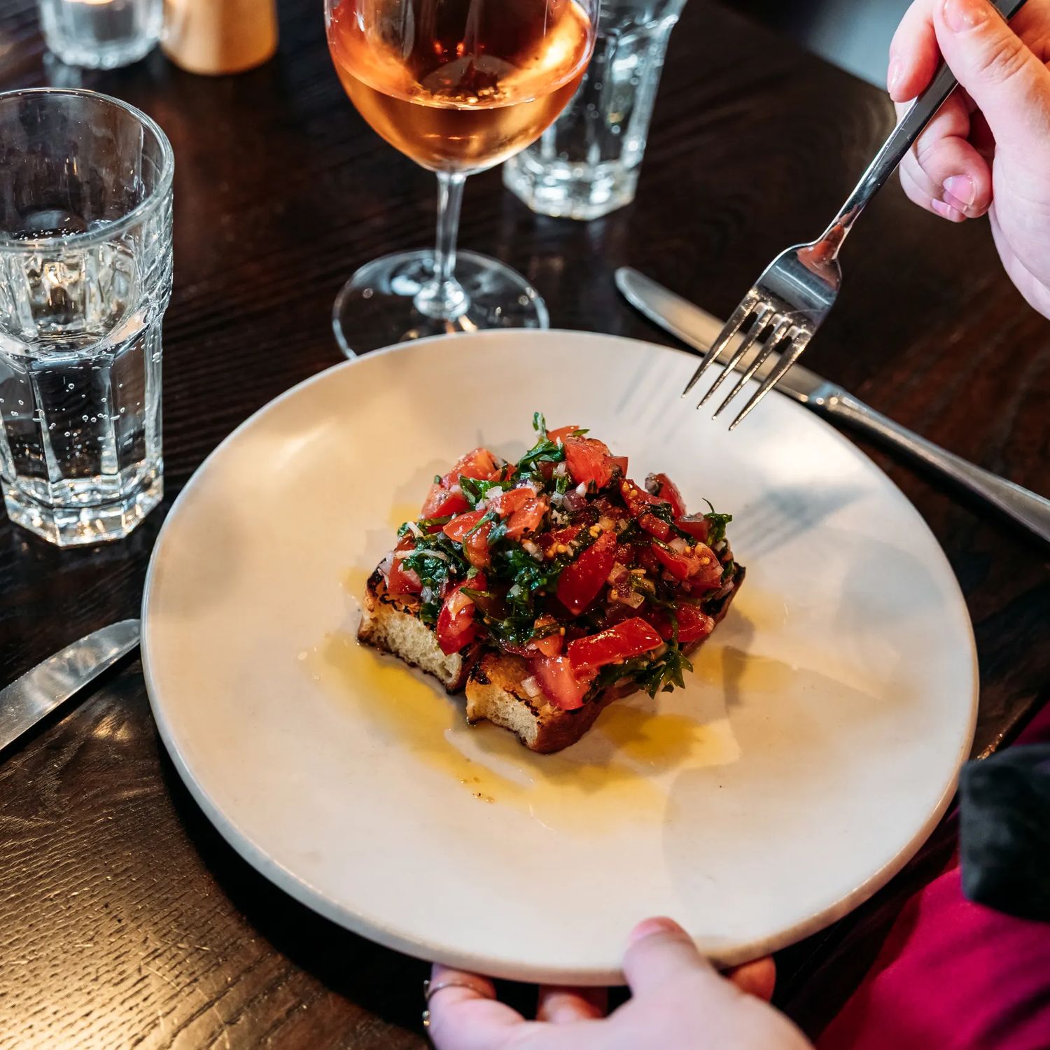 A plate of bruschetta at Capitol Restaurant.