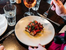 A plate of bruschetta at Capitol Restaurant.