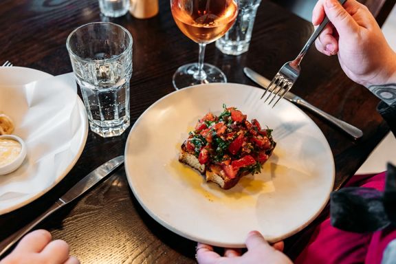 A plate of bruschetta at Capitol Restaurant.