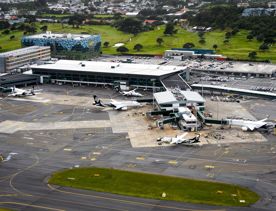 Aerial view of the runway at Wellington International Airport