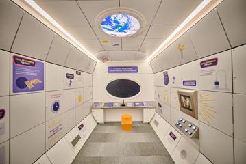 An interactive exhibition for kids modelled after the interior of a spaceship at Wellington's Space Place.