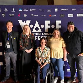 WellingtonNZ's Screen team with Wellington-based animator, Rachel Macindoe Barker, at the Wellington Animation Film Festival.