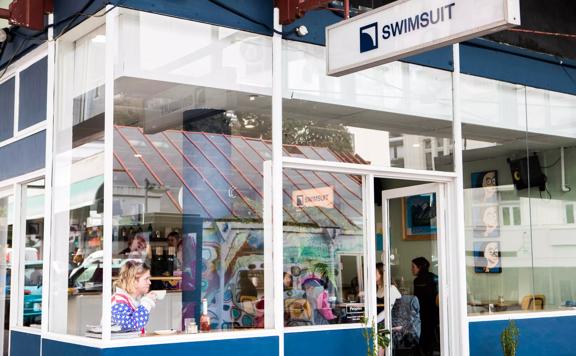 The exterior of Swimsuit café on Dixon Street in Te Aro, Wellington.